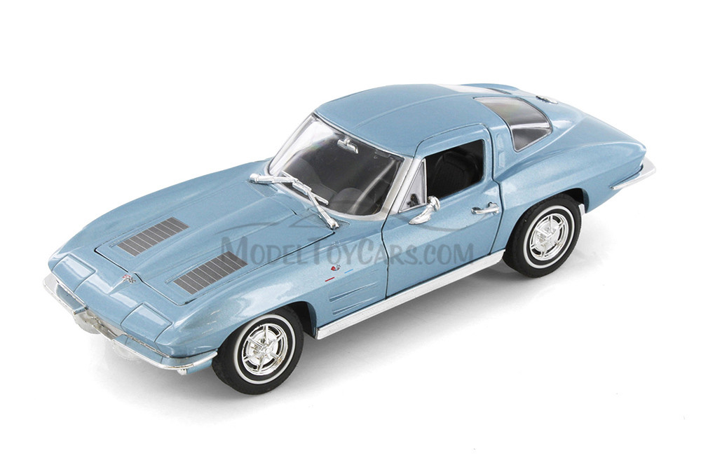 1963 Chevy Corvette Hard Top, Blue - Welly 24073/4D - 1/24 scale Diecast Model Toy Car