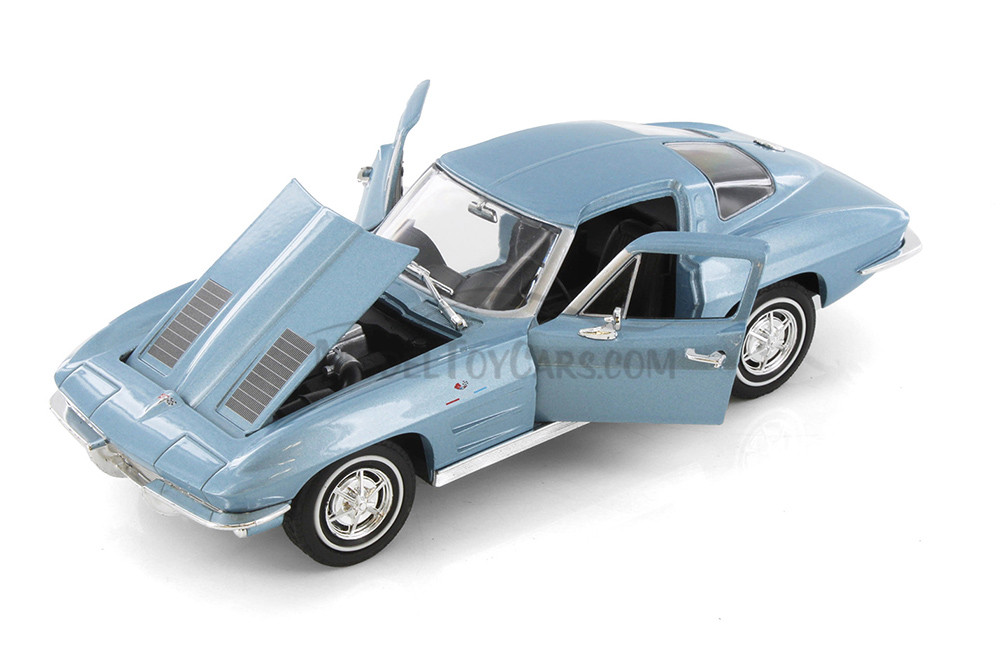 1963 Chevy Corvette Hard Top, Blue - Welly 24073/4D - 1/24 scale Diecast Model Toy Car