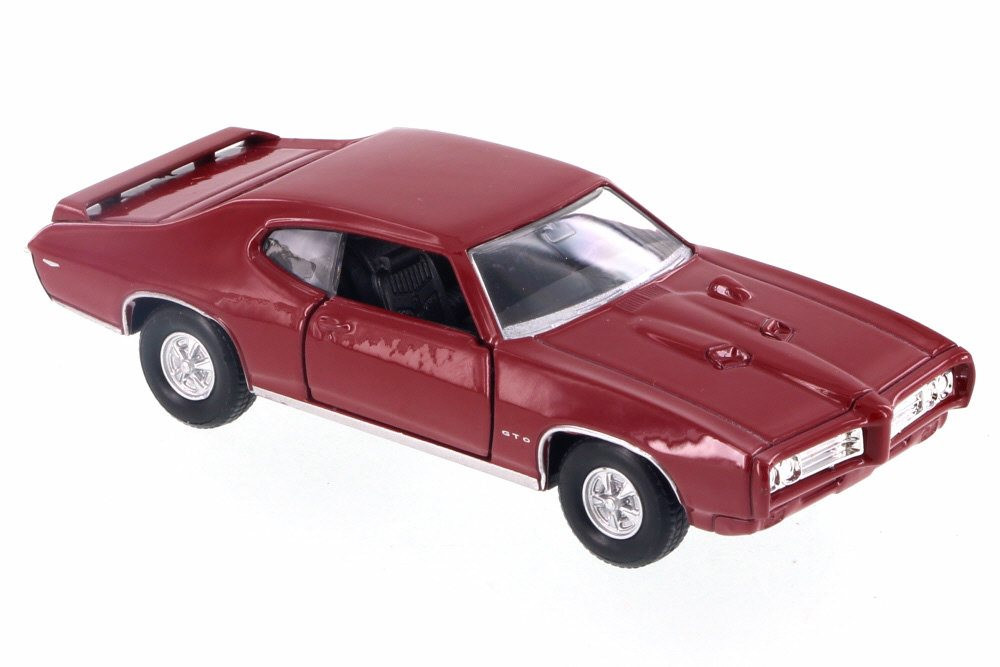 1969 Pontiac GTO, Red - Welly 43714D - 4.5" Diecast Model Toy Car