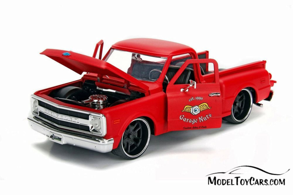 1969 Chevy C10 Stepside Pickup Garage Nuts, Primer Red - Jada