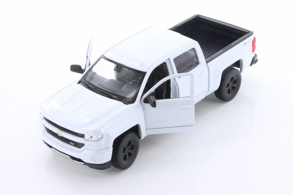 2017 Chevy Silverado Pickup Truck, White - Welly 24083WWT - 1/24 scale Diecast Model Toy Car