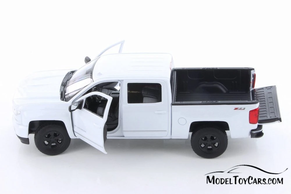 2017 Chevy Silverado Pickup Truck, White - Welly 24083WWT - 1/24 scale Diecast Model Toy Car