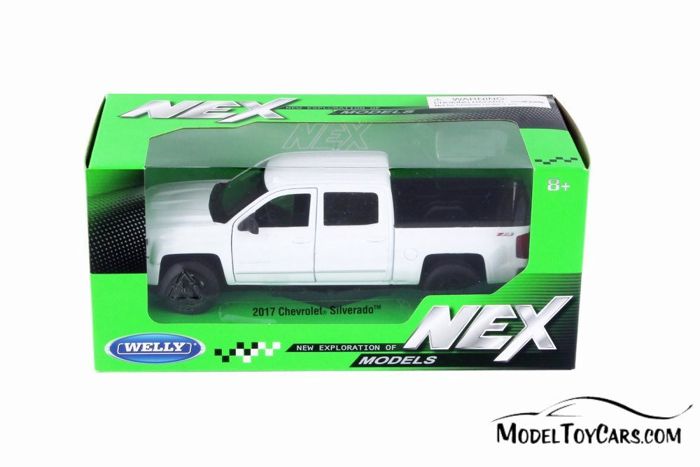 2017 Chevy Silverado Pickup Truck, White - Welly 24083WWT - 1/24 scale Diecast Model Toy Car