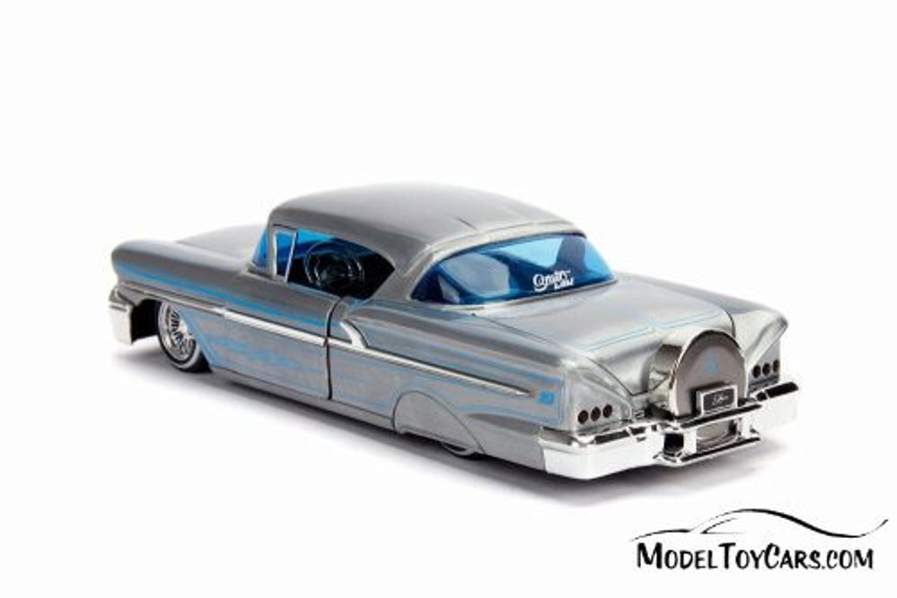 1958 Chevy Impala Hard Top with Diecast Mosaic Tile, Silver with Blue - Jada 31082 - 1/24 Scale Diecast Model Toy Car