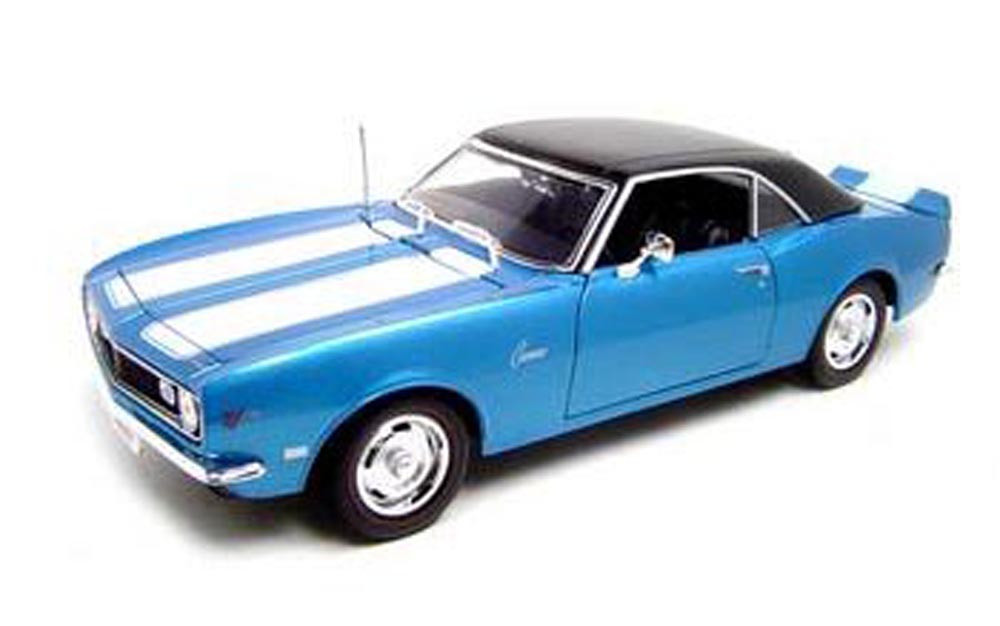 1968 Chevy Camaro Z/28 Coupe, Blue w/White Stripes - Maisto 31685 - 1/18  Scale Diecast Model Toy Car