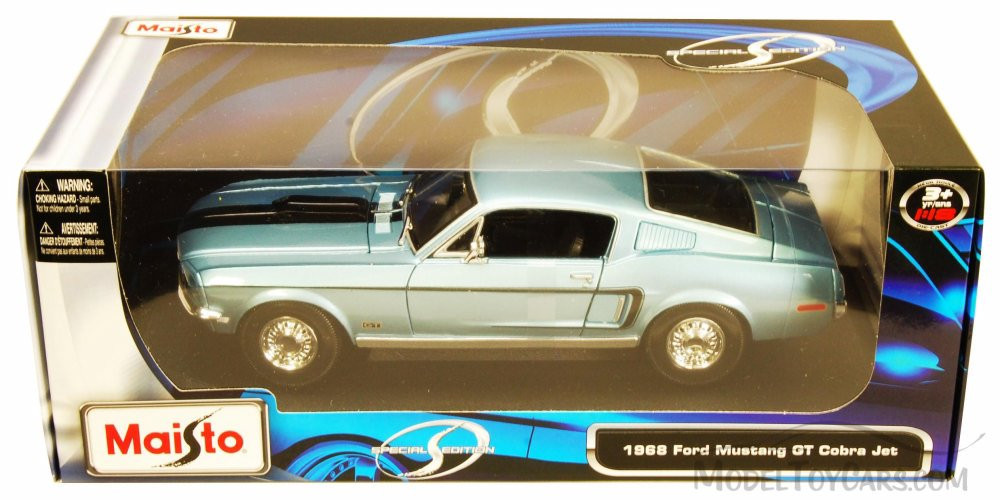 1968 Ford Mustang GT Cobra Jet, Blue - Special Edition 31167 - 1/18 Scale  Diecast Model Toy Car