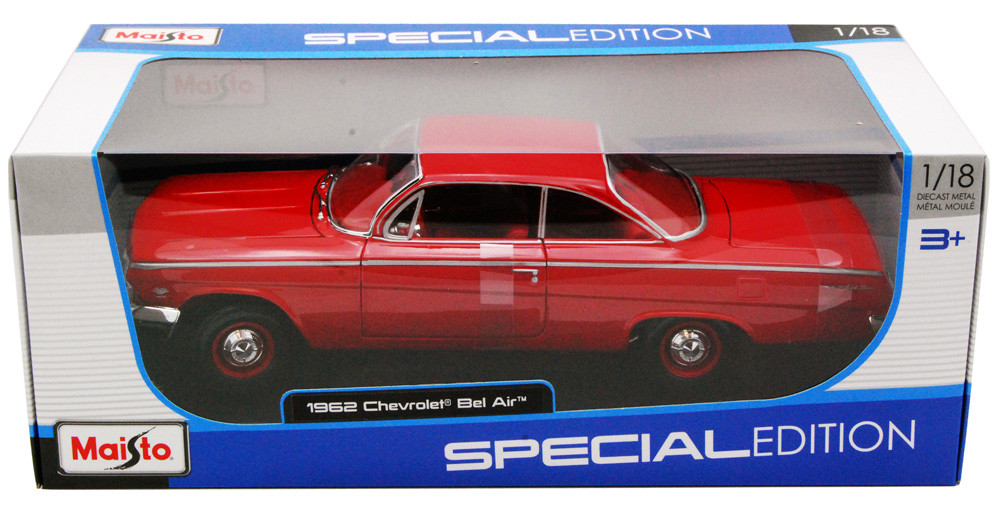 1962 Chevy Bel Air, Red - Maisto 31641 - 1/18 Scale Diecast Model
