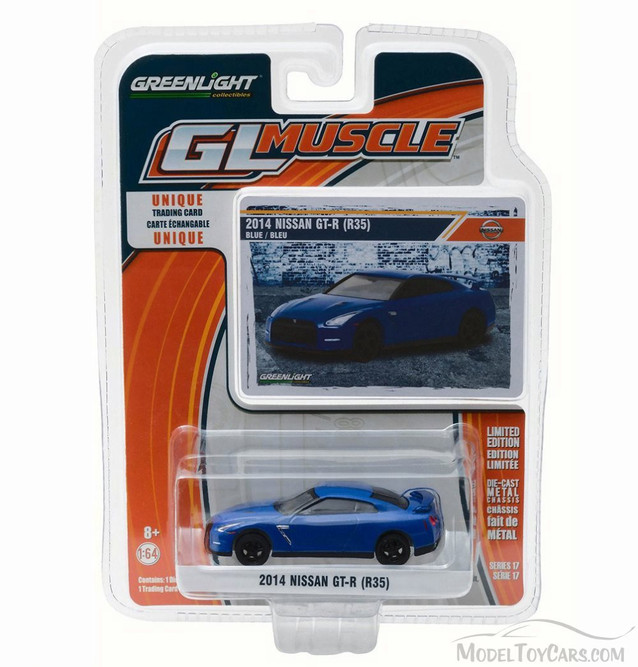 2014 Nissan GT-R, Blue - Greenlight 13170F - 1/64 Scale Diecast Model Toy Car