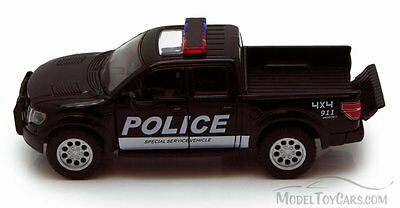 2013 Ford F-150 SVT Raptor SuperCrew Pickup Truck, Police, Black - Kinsmart 5365DPR - 1/46 scale Diecast Model Toy Car