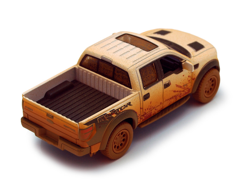 2013 Ford F-150 SVT Raptor SuperCrew Pickup Truck, Muddy, White - Kinsmart 5365DY - 1/46 scale Diecast Model Toy Car (Brand New, but NOT IN BOX)