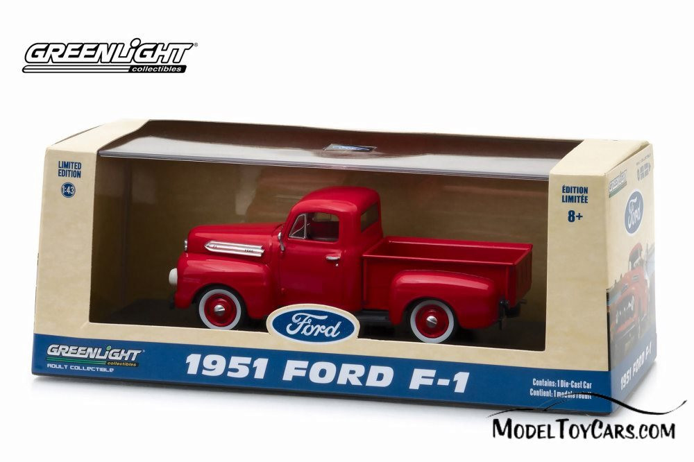 1951 Ford F-1 Pickup Truck, Coral Red Flame - Greenlight 86316 - 1/43 Scale Diecast Model Toy Car