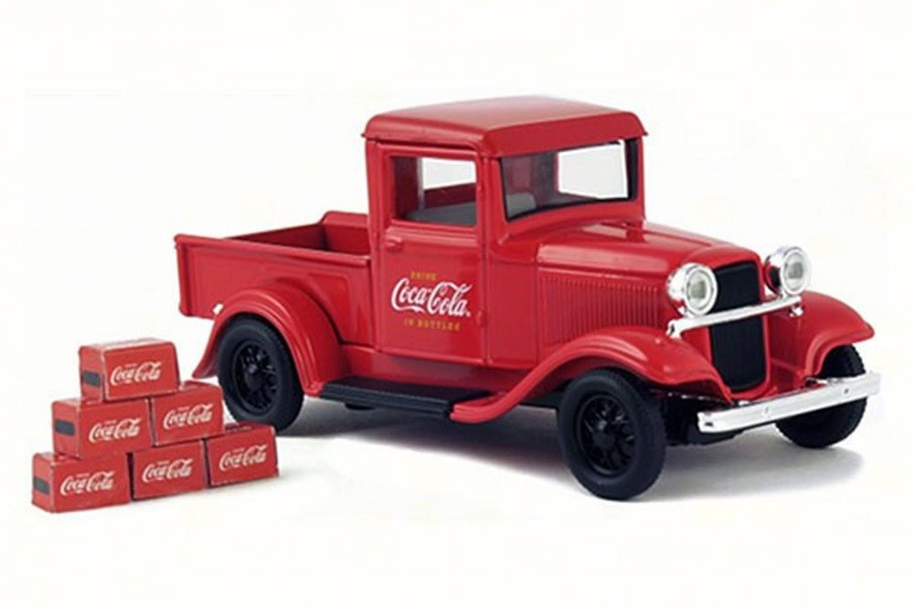 1934 Ford Model A Pick-Up w/ 6 Bottle Cartons, Red - Motorcity Classics 443743 - 1/43 Scale Diecast Model Toy Car