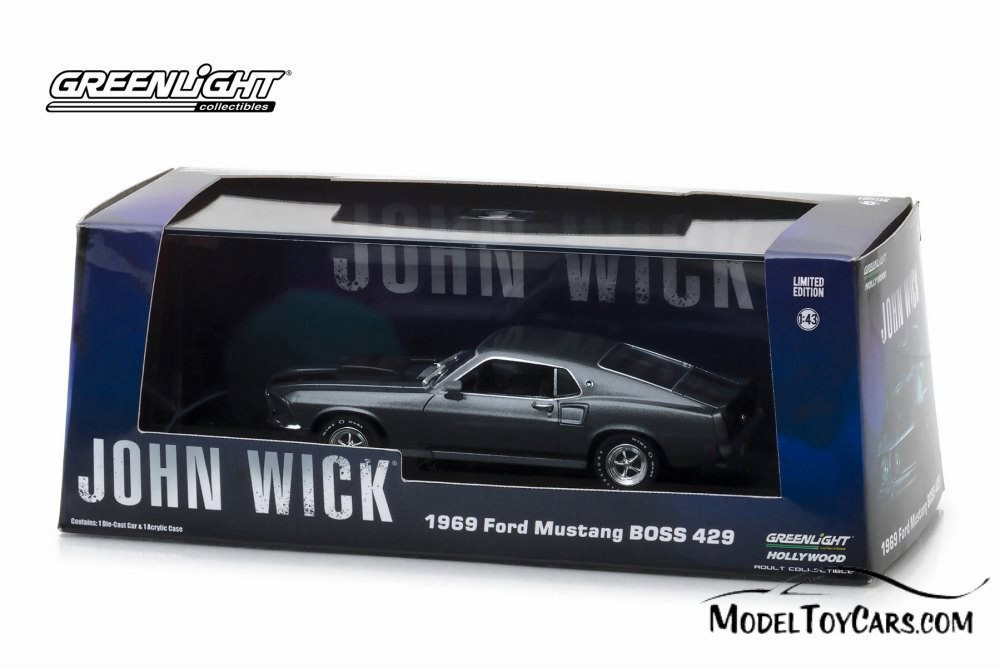 1969 Ford Mustang Boss 429 Hard Top, John Wick - Greenlight 86540 - 1/43 scale Diecast Model Toy Car
