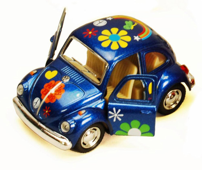 1967 Volkswagen Classic Beetle w/Decals, Blue - Kinsmart 4026DF - 3.75Diecast Car (New, but NO BOX)