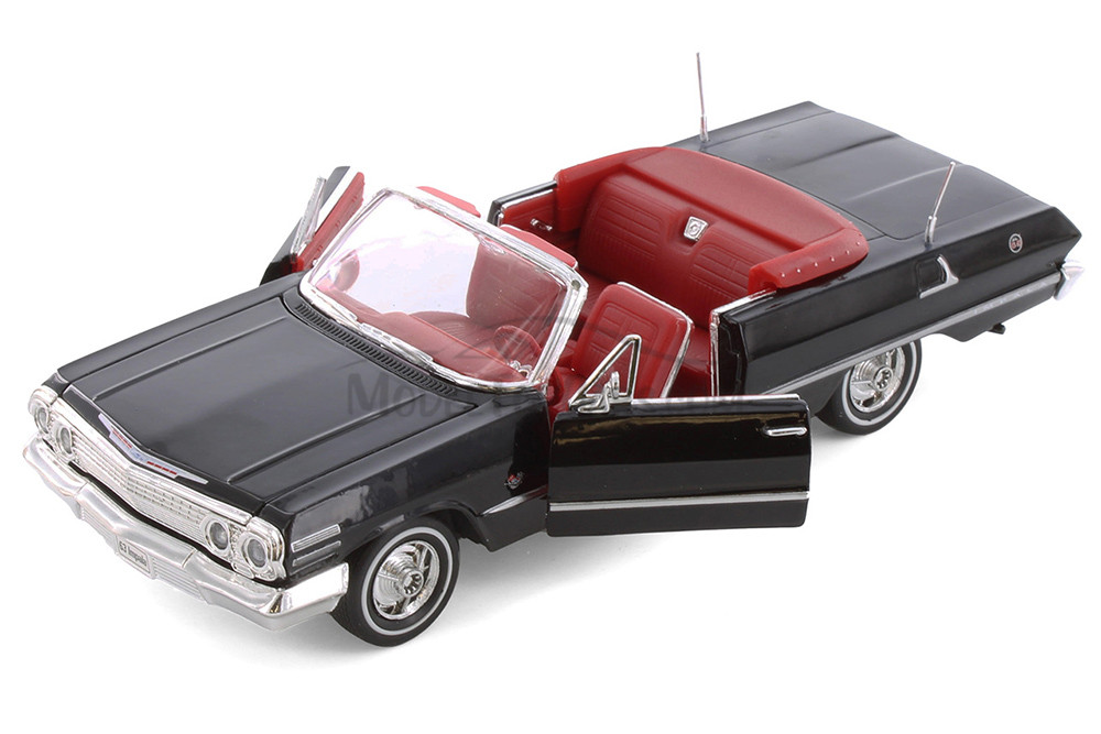 1963 Chevy Impala Convertible, Black - Showcasts® 22434 - 1/24 scale Diecast Model Toy Car (Brand New, but NOT IN BOX)