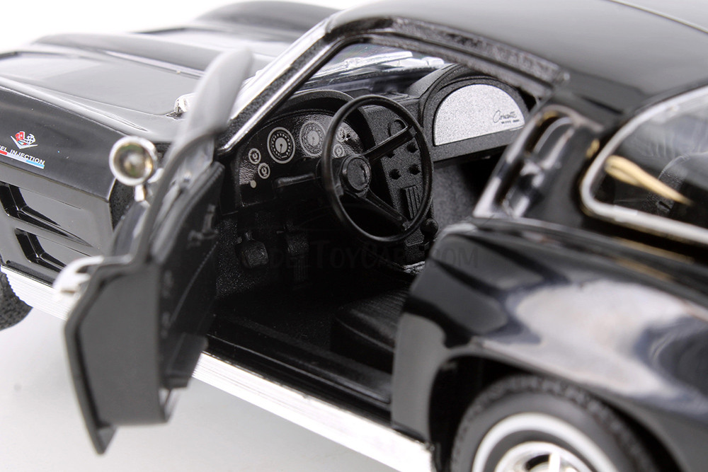 1963 Chevy Corvette Hard Top, Black - Welly 24073/4D - 1/24 scale Diecast Model Toy Car