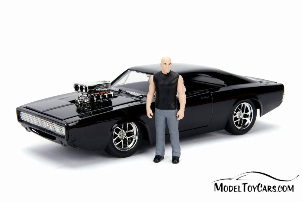 Dodge Charger with Dom Figure, Buildable Model Kit, Fast and Furious - Jada 30698 - 1/24 Scale Diecast Model Toy Car