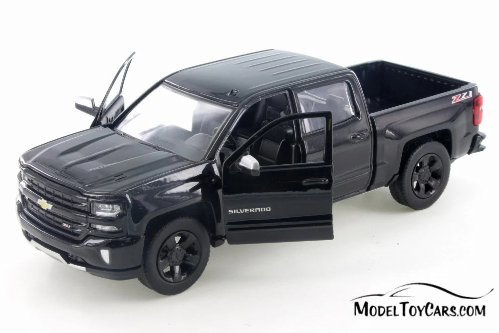 2017 Chevy Silverado 1500 Z71 Crew Cab, Black - Motor Max 74348D - 1/24 Scale Diecast Model Toy Car