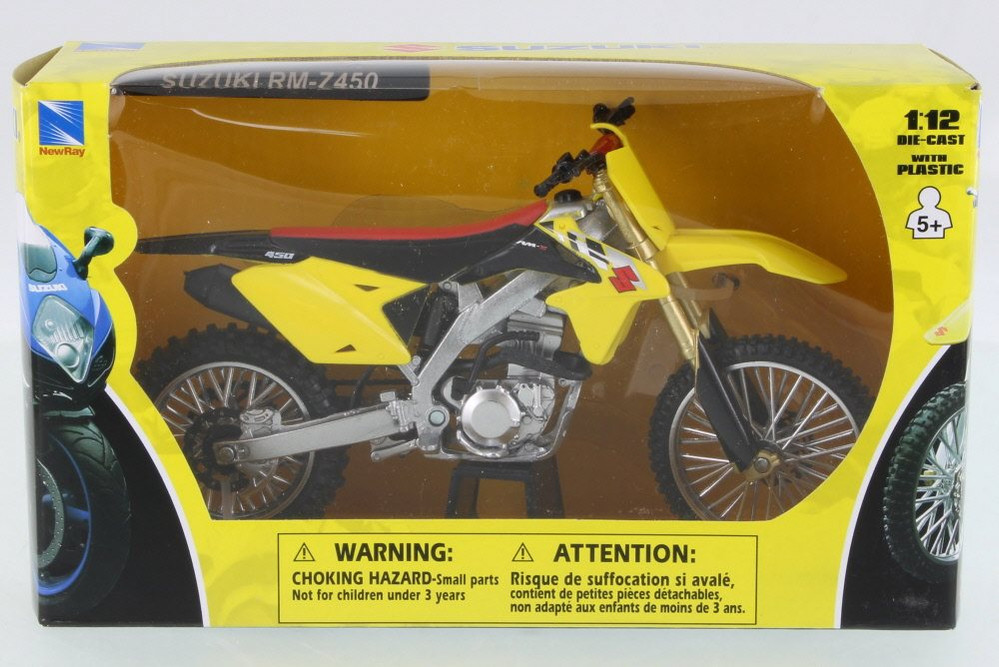 Suzuki RM-Z450 Dirtbike, Yellow w/ Black - New Ray 57643 - 1/12