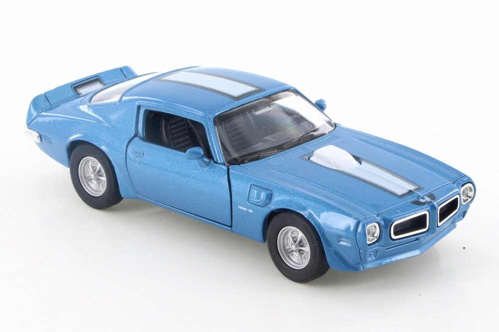 1972 Pontiac Firebird Trans AM, Blue w/ White - Welly 43735D - 4.5&quot; Diecast Model Toy Car