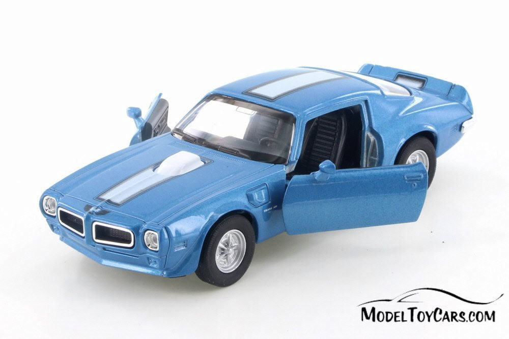 1972 Pontiac Firebird Trans AM, Blue w/ White - Welly 43735D - 4.5&quot; Diecast Model Toy Car