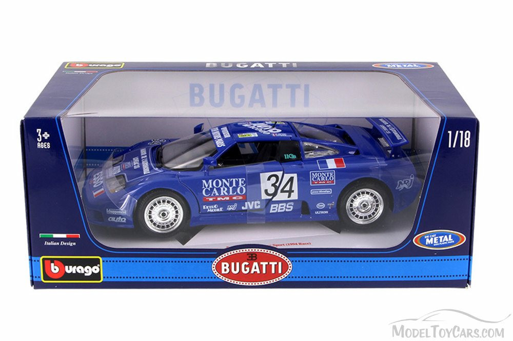 Bugatti EB110 Super Sport # 34 Race 1994, Blue - Bburago