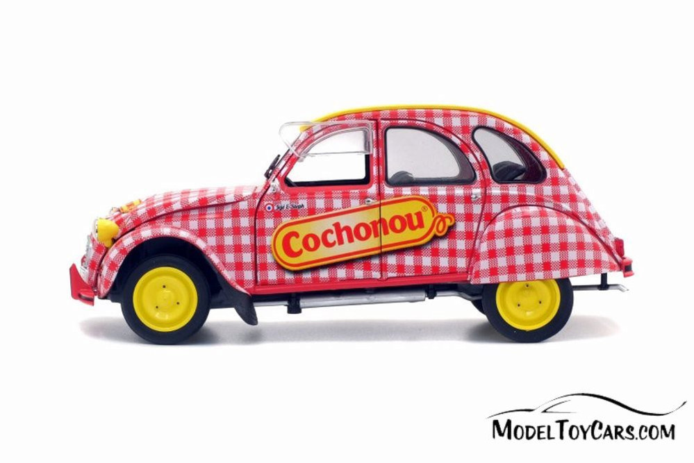 Citroen 2CV6 Cochonou Tour de France, Red with Yellow - Solido S1850021 - 1/18 Scale Diecast Car