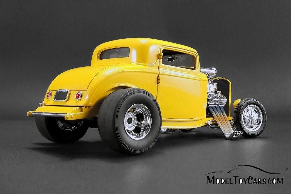 1932 Ford Coupe Three Window, Yellow - Acme 1805015 - 1/18 scale Diecast Model Toy Car
