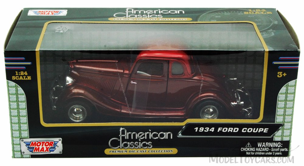 1934 Ford Coupe, Red - Motormax 73217 - 1/24 scale Diecast Model Toy Car