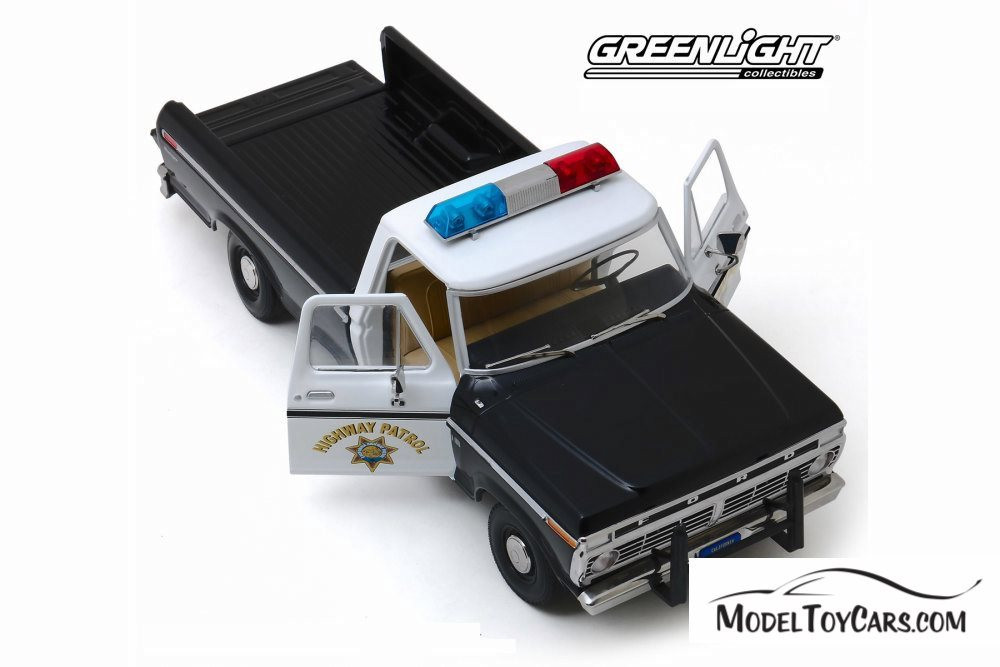 1975 Ford F-100 Pickup Truck California Highway Patrol, Black and White - Greenlight 13550 - 1/18 scale Diecast Model Toy Car