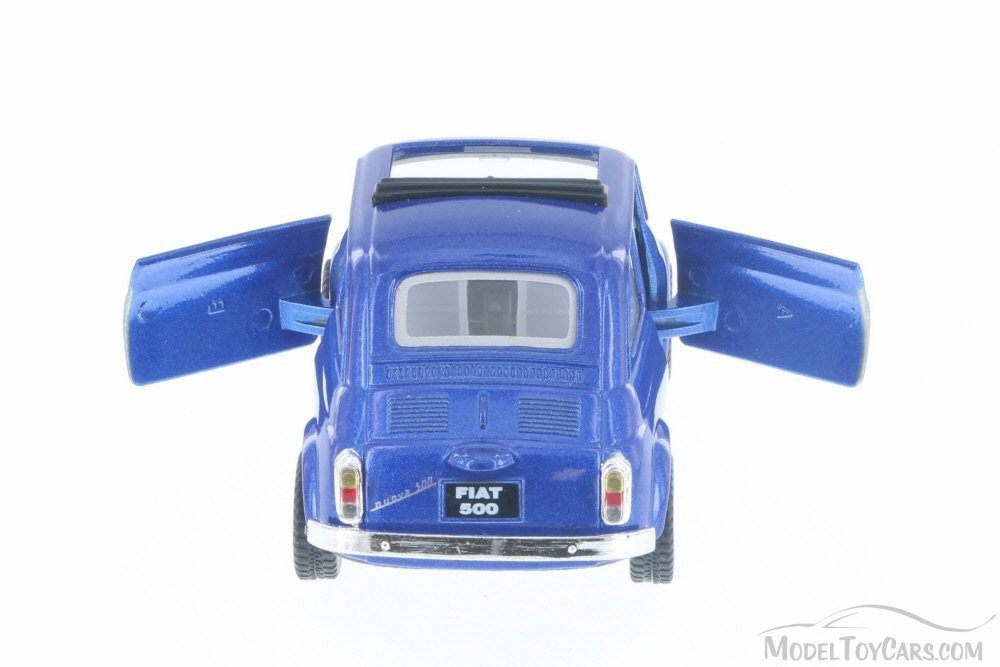 Fiat 500 w/ Sunrroof, Dark Blue - Kinsmart 5004D - 1/24 Scale Diecast Model Toy Car