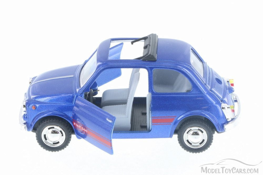 Fiat 500 w/ Sunrroof, Dark Blue - Kinsmart 5004D - 1/24 Scale