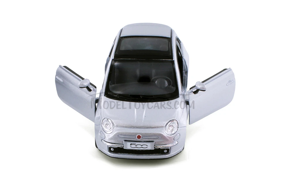 Fiat 500, Silver - Kinsmart 5345D - 1/28 Scale Diecast Model Toy Car