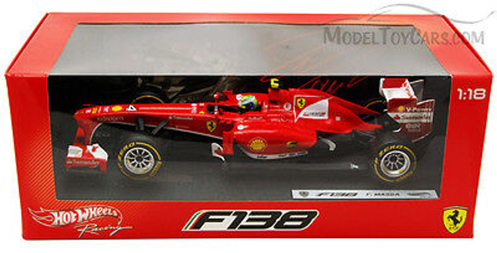 2013 - Ferrari F138 - F. Mass #4, Red - Mattel Hot Wheels BCK15 - 1/18  Scale Diecast Model Toy Car