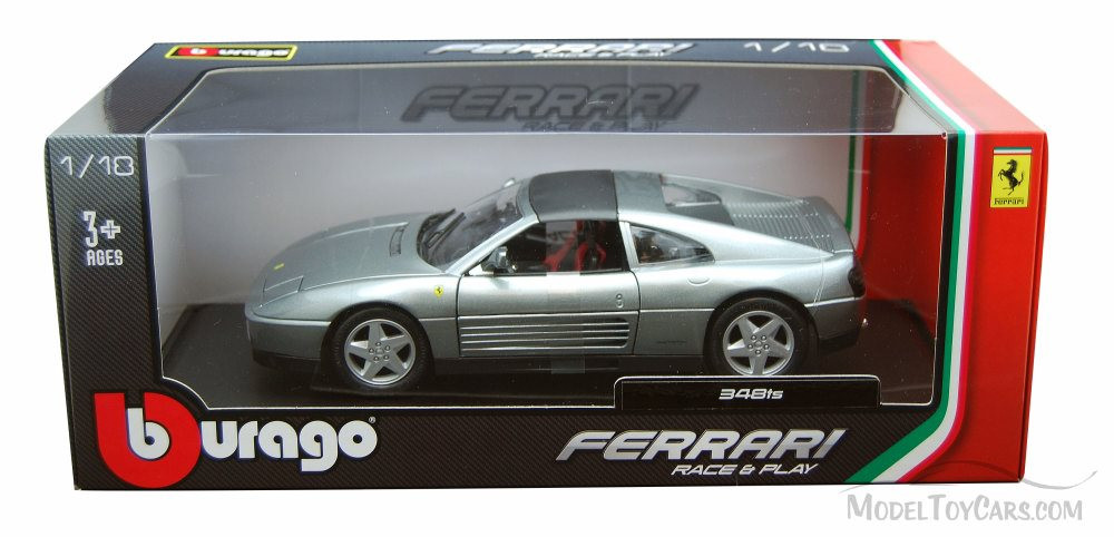 Ferrari 348TS, Gray - Bburago 16006 - 1/18 scale Diecast Model Toy Car
