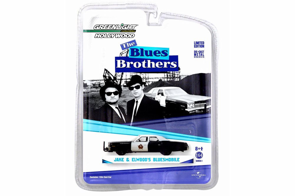 Blues Brothers 1974 Dodge Monaco 'Bluesmobile', Black - Greenlight 44710C - 1/64 Scale Diecast Model Toy Car