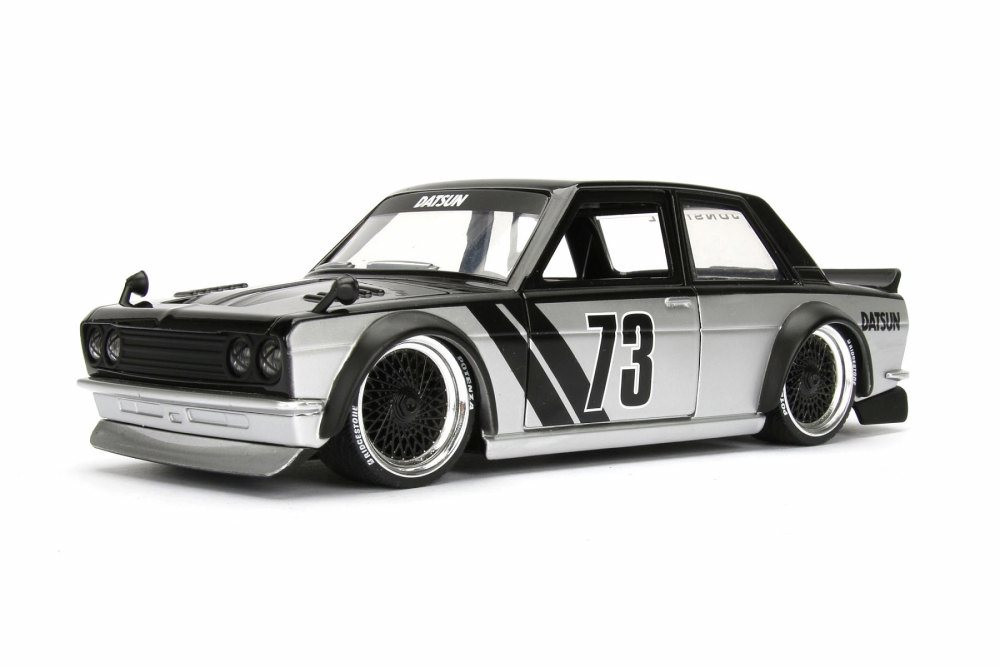 1973 Datsun 510 Widebody #73, Black w/ Gray - Jada 98556DP1 - 1/24 Scale  Diecast Model Toy Car