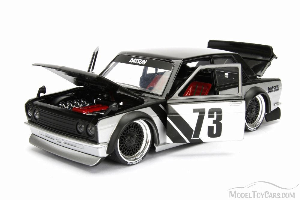 1973 Datsun 510 Widebody #73, Black w/ Gray - Jada 98556DP1 - 1/24 Scale  Diecast Model Toy Car