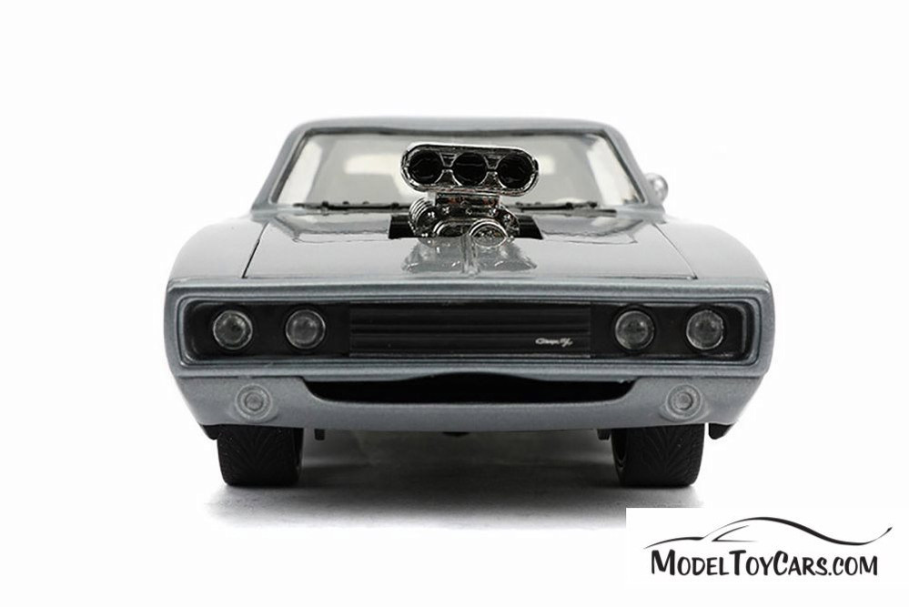 1970 Dodge Charger R/T with Blower Hardtop, Glossy Gray - Jada 31668 - 1/24 scale Diecast Model Toy Car