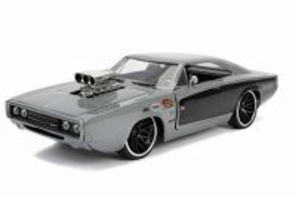 1970 Dodge Charger R/T with Blower Hardtop, Glossy Gray - Jada 31668 - 1/24 scale Diecast Model Toy Car