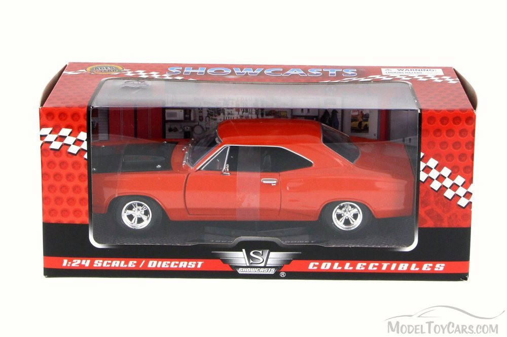 1969 Dodge Coronet Super Bee, Orange w/ Black Hood - Motor Max 73315AC - 1/24 Scale Diecast Model Toy Car