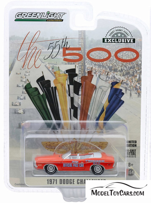 1971 Dodge Challenger Convertible, 55th Indy 500 Mile Race 30144/48-1/64 scale Diecast Model Toy Car