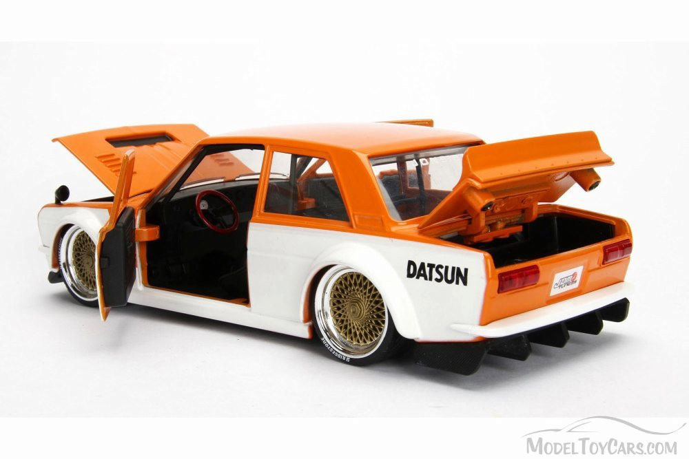 1973 Datsun 510 Widebody #73, Orange w/ White - Jada 98556DP1 - 1