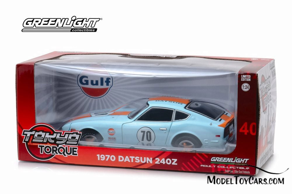 1970 Datsun 240Z Hard Top, #70 Gulf Oil - Greenlight 18302 - 1/24 Scale Diecast Model Toy Car