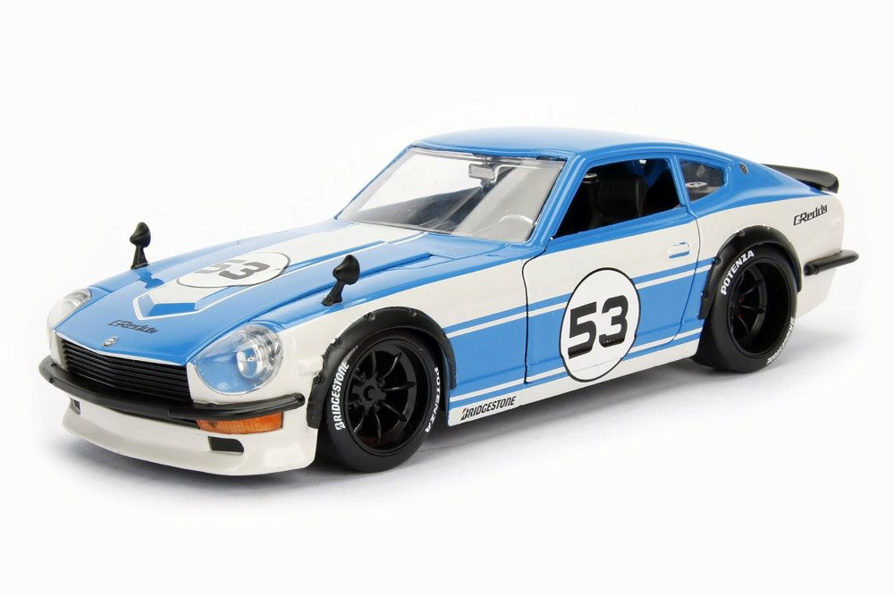 1972 Datsun 240Z Hard Top, Blue w/ White - Jada 99098 - 1/24 Scale