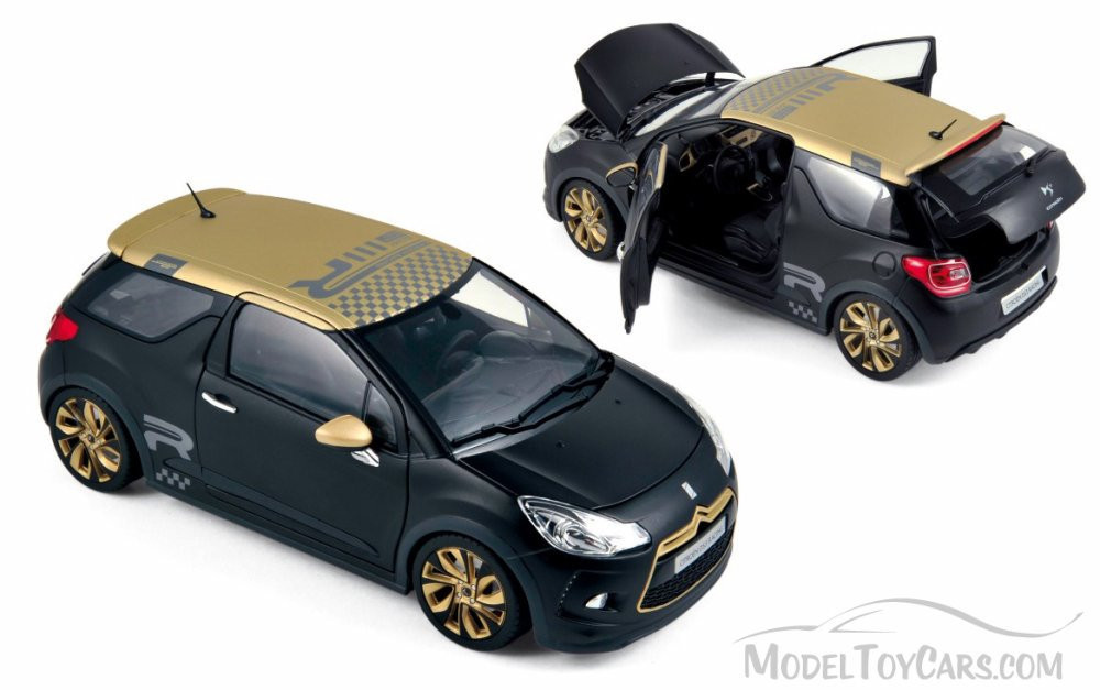 2013 Citroen DS3, Black w/Gold - Norev 181547 - 1/18 Scale Diecast