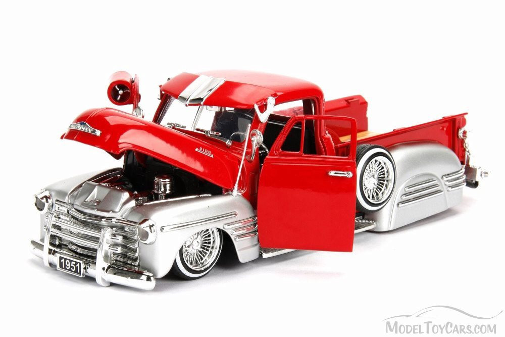 1951 Chevy Pick-Up, Red w/ Silver - JADA 97229WA1 - 1/24 Scale