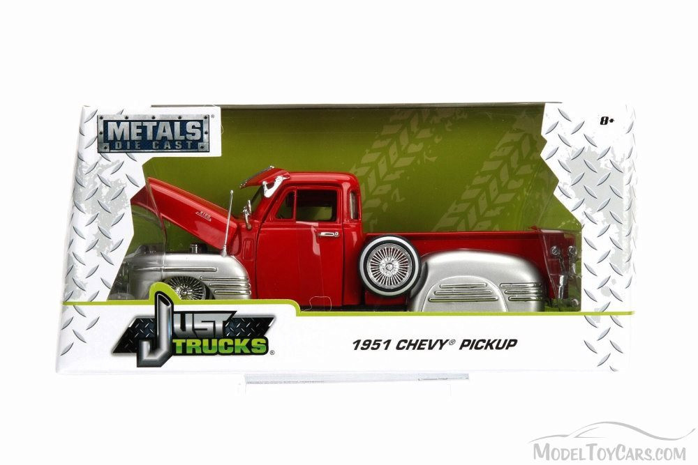 1951 Chevy Pick-Up, Red w/ Silver - JADA 97229WA1 - 1/24 Scale Diecast Model Toy Car