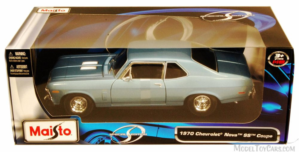 1970 Chevy Nova SS Coupe, Blue - Maisto 31132 - 1/18 scale diecast