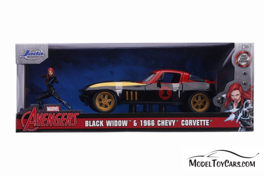 ミニカー 1966 CHEVY CORVETTE w/ BLACK WIDOW 1966 Chevy Corvette, Black Widow - Jada 31749/4 - 1/24 scale